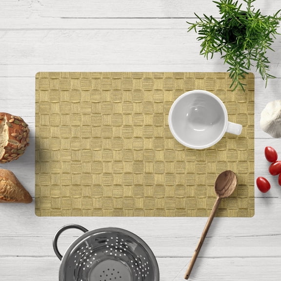 Decozen Placemats Set of 8 for Dining Table, Table Plastic Placemats, Rectangular PVC 18x12 - Gold