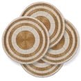 thumbnail image 1 of Beaded Placemats Set of 4 for Dining Table, Table Placemats, 14 Inches Round - Gold Ivory, 1 of 6