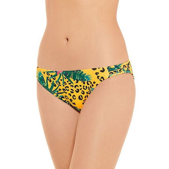 Decree YELLOW Tropical Print Hipster Bikini Swim Bottom, US Small
