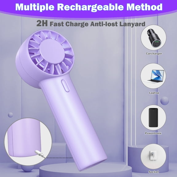 Decute Handheld Mini Fan, Portable and Small with 3 Speed, USB Rechargeable Battery Operate for Gift