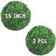 thumbnail image 1 of Decwin 2 Pcs 15 Inch Boxwood Ball 4 Layers Topiary Balls UV-Proof Round Greenery Balls Green Grass Ball for Indoor Outdoor Garden Backyard Patio, 1 of 5