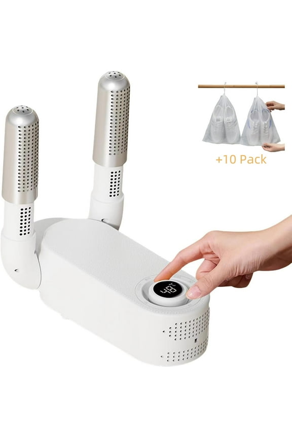 Portable Electric Shoes Boots Dryer Warmer Adjustable Foldable Rack, White