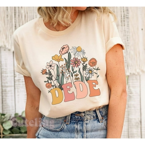 Dede T-Shirt for Grandma, Wildflowers Pregnancy Reveal Shirt, New Grandmother Gift, Baby Announcement Tee