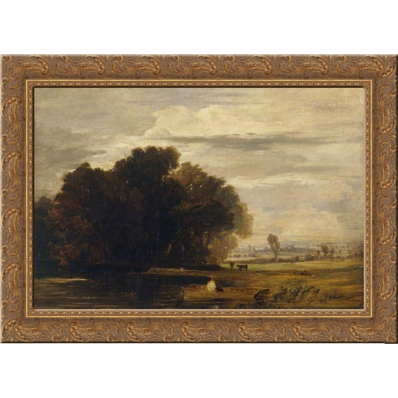 Dedham Ferry 24x18 Gold Ornate Wood Framed Canvas Art by William Collins