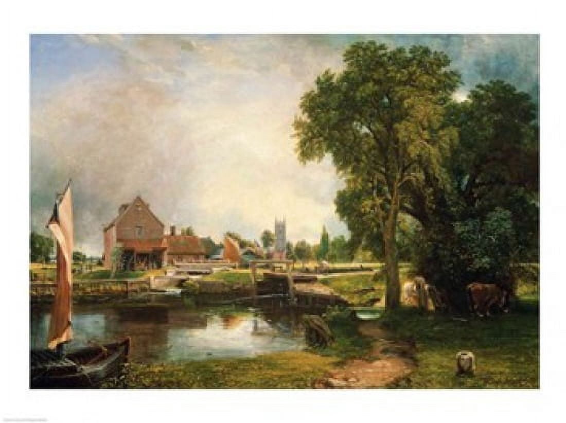 Dedham Lock and Mill 1820 Canvas Art - John Constable (24 x 18)