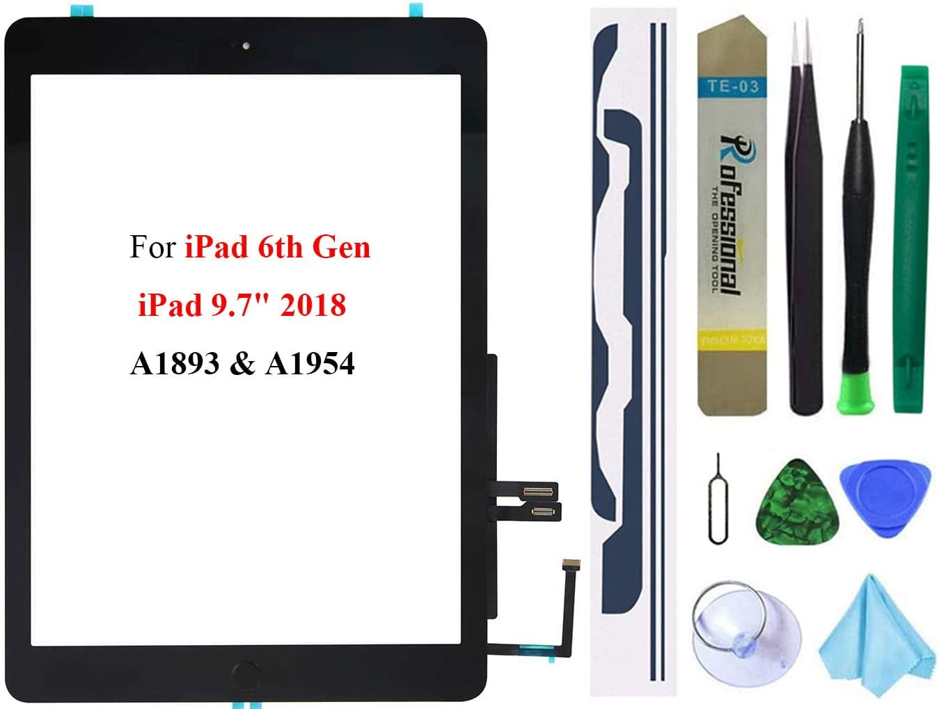 Touch Screen Digitizer Repair Kit for iPad 97quot 2018 iPad 6 6th Gen A1893  A1954 Front Glass Replacement Without Home Buttonnot Include LCD  +PreInstalled Adhesive + Tools 