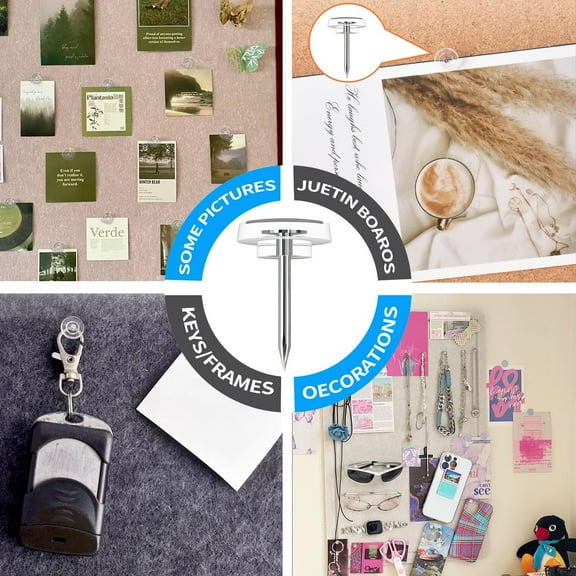 【Dedicated Link for Multi-Packs】Dreamyjuly 2 Sets Push Pins Count in Reusable Box for Bulletin Boards and Wall Displays Plastic Head, American Thumbtack, Clear