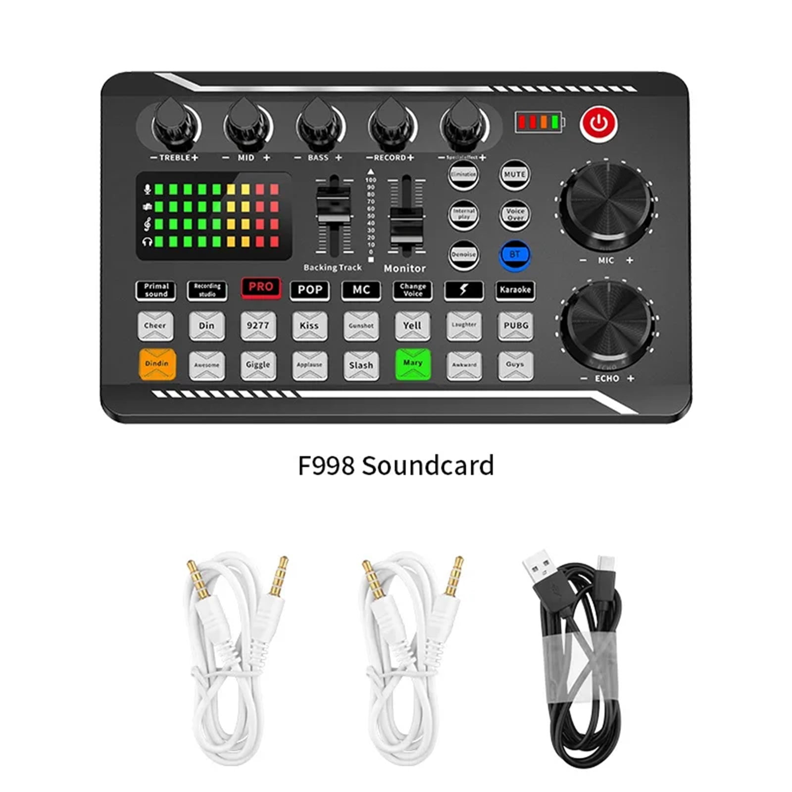 Dedicated Sound Card Microphone For Live BroadCast F998 Card with(Optional) Audio Interface With DJ Mixer Effects Voice Changer ,Easy to Operate