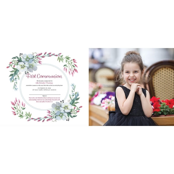 Dedication, Confirmation, Baptism, First Communion | Personalized Print, Wall Decor - Wreath A Photo