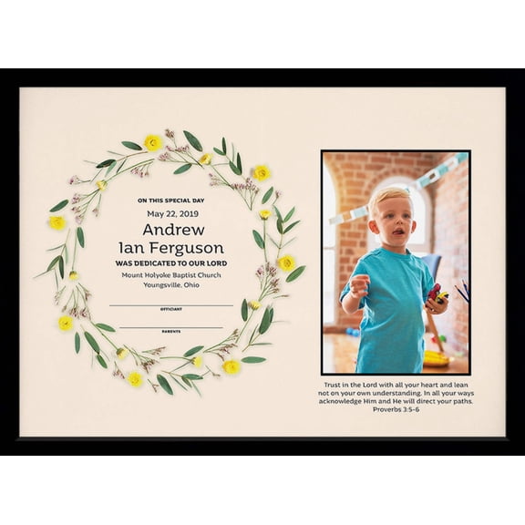 Dedication, Confirmation, Baptism, First Communion | Personalized Print Wall Decor - Wreath B Photo