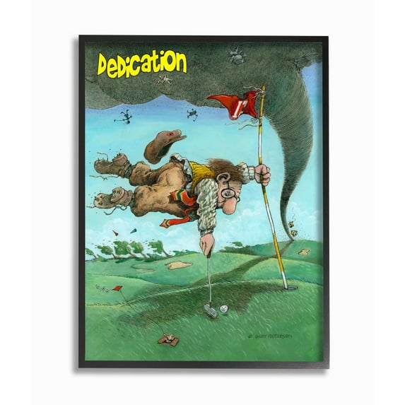 Dedication Funny Golf Cartoon Sports Design Oversized Framed Giclee Texturized Art by Gary Patterson
