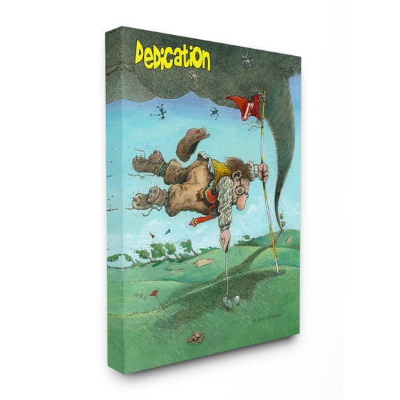 Dedication Funny Golf Cartoon Sports Design Stretched Canvas Wall Art by Gary Patterson