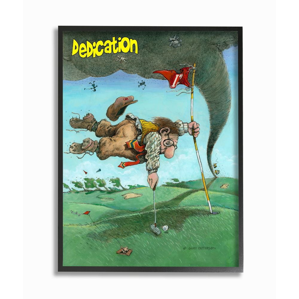Dedication Funny Golf Cartoon Sports Design XXL Framed Giclee Texturized Art by Gary Patterson