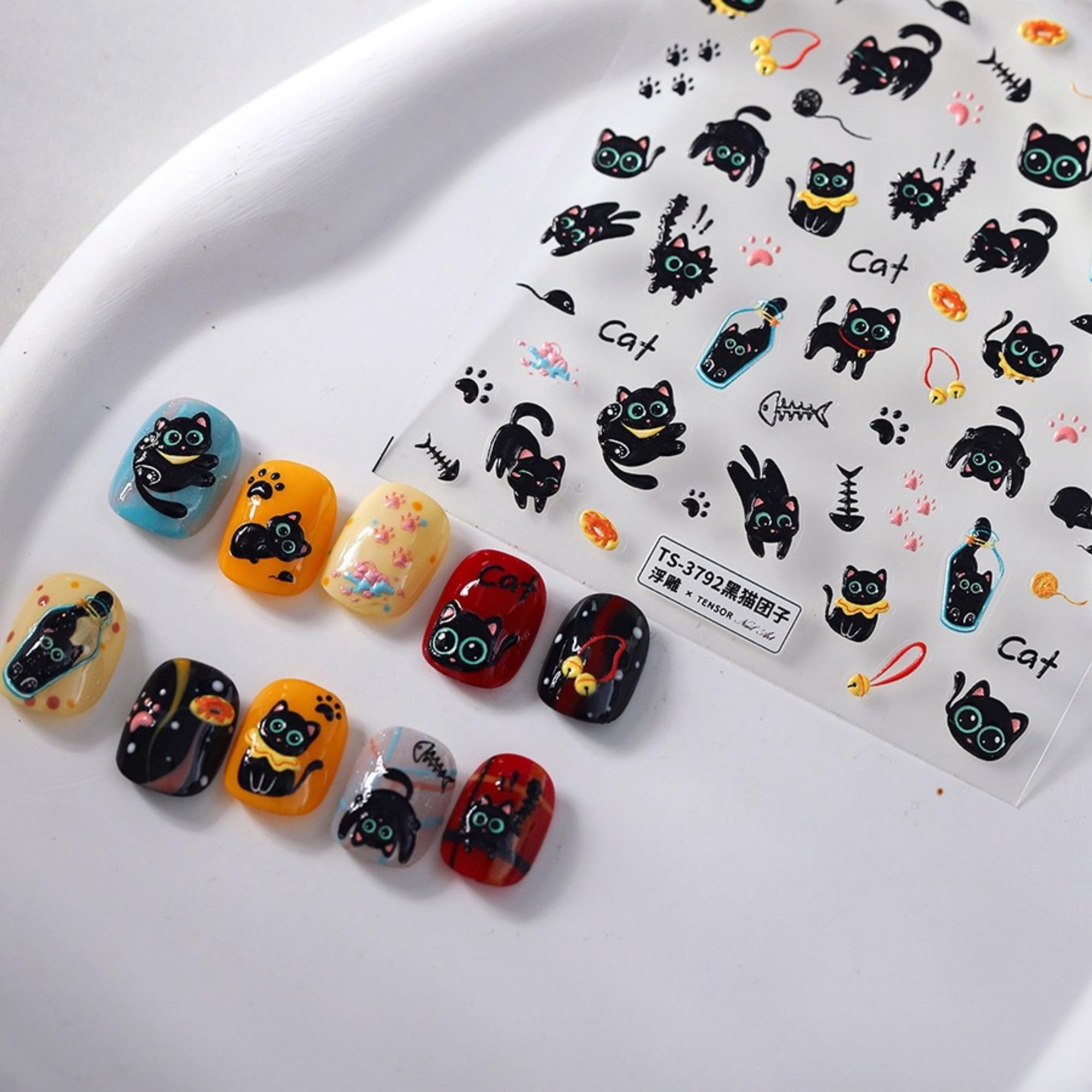Sticker Paper Nail Dedyel 5D Embossed Cute TMA2 Nail Art Stickers Cartoon Kawaii Design ...