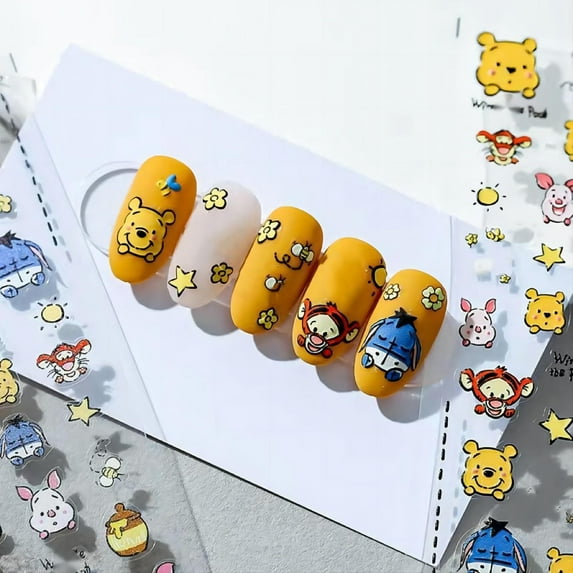 Dedyel Cute Nail Stickers 5D Embossed Cartoon Nail Stickers Kawaii Animal Self-Adhesive Nail Decals for Women Girls Kids Nail Art Decoration E22