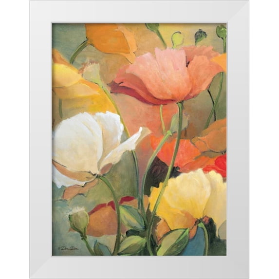 Dee Dee 12x14 White Modern Wood Framed Museum Art Print Titled - Spring Blooms I