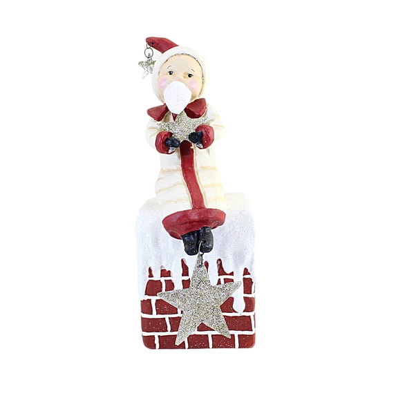 Dee Harvey 11.25In Chimney Sitting Santa, Polyresin, Christmas Stars 81081