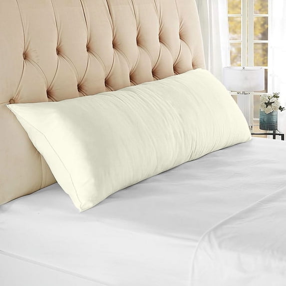 Dee's Collection 1 Piece Body Pillow Cover, 100% Egyptian Cotton 600 TC with Hidden Zipper Closure (Ivory Solid, 21x54 Inches)