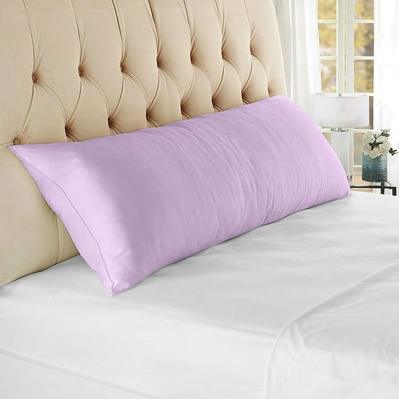 Dee's Collection 1 Piece Body Pillow Cover, 100% Egyptian Cotton 600 TC with Hidden Zipper Closure (Lilac Solid, 20x48 Inches)