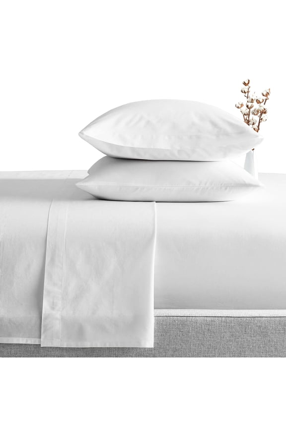 1000TC Cotton Sheet Set - White Solid for 36x75" Bed, 12" Deep Pocket - RV Bunks