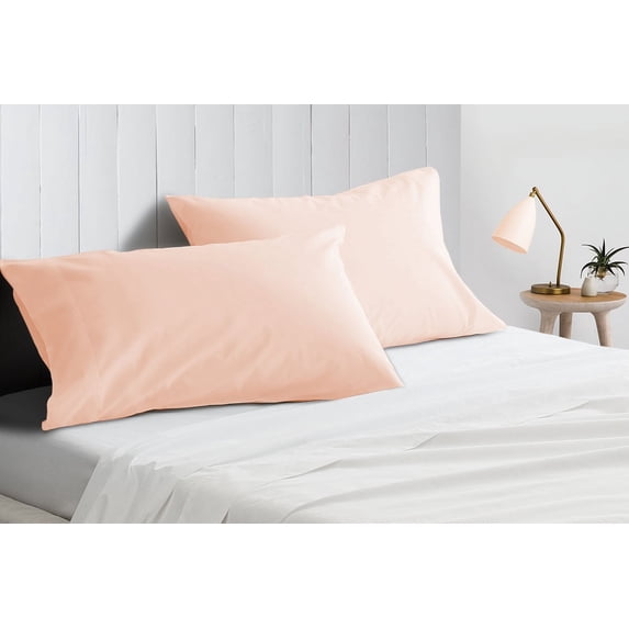 Dee's Collection 2 Pack Youth Pillowcases Set Youth 16x22 Inch 600 Thread Count 100% Soft Egyptian Cotton Travel Pillow Covers Peach Solid