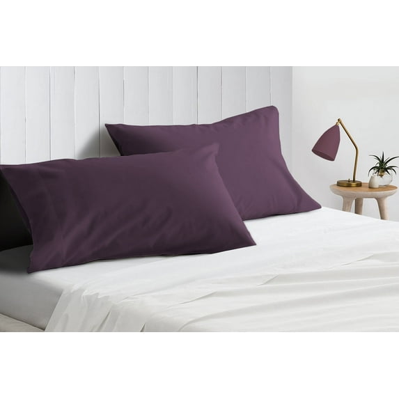 Dee's Collection 2 Pack Youth Pillowcases Set Youth 16x22 Inch 600 Thread Count 100% Soft Egyptian Cotton Travel Pillow Covers Plum Solid