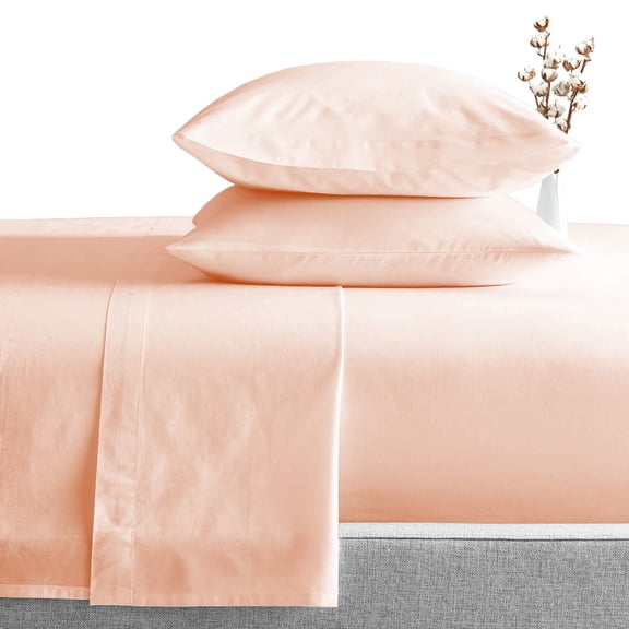 Dee's Collection King 1000 TC 4 Pc Egyptian Cotton Sheet Set -Solid Sateen Weave Deep Pocket (Peach)