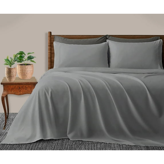 Dee's Collection Silver California King Size 4 piece bamboo bedding sheet set 100% pure organic soft & lightweight 15 inch deep pocket
