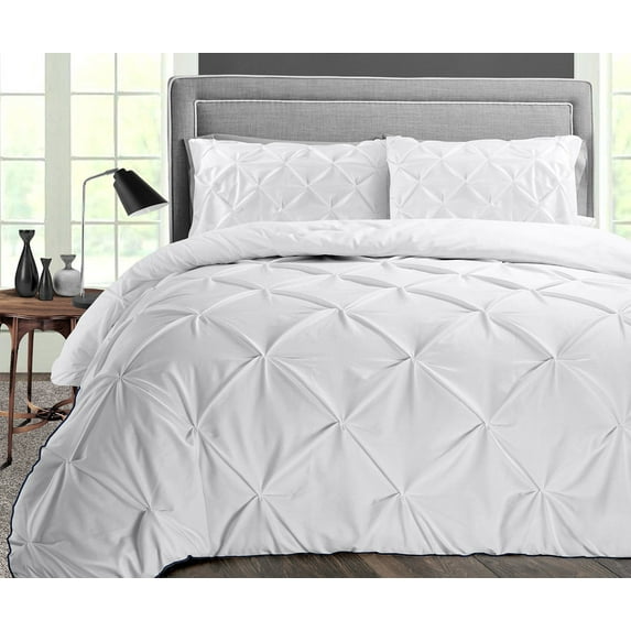 Dee's Collection Twin/Twin XL 3pc Microfiber Comforter with Matching Pillowcases, White Pinch