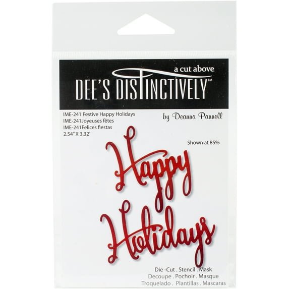 Dee's Distinctively Dies-Festive Happy Holidays 2.54"X3.32"