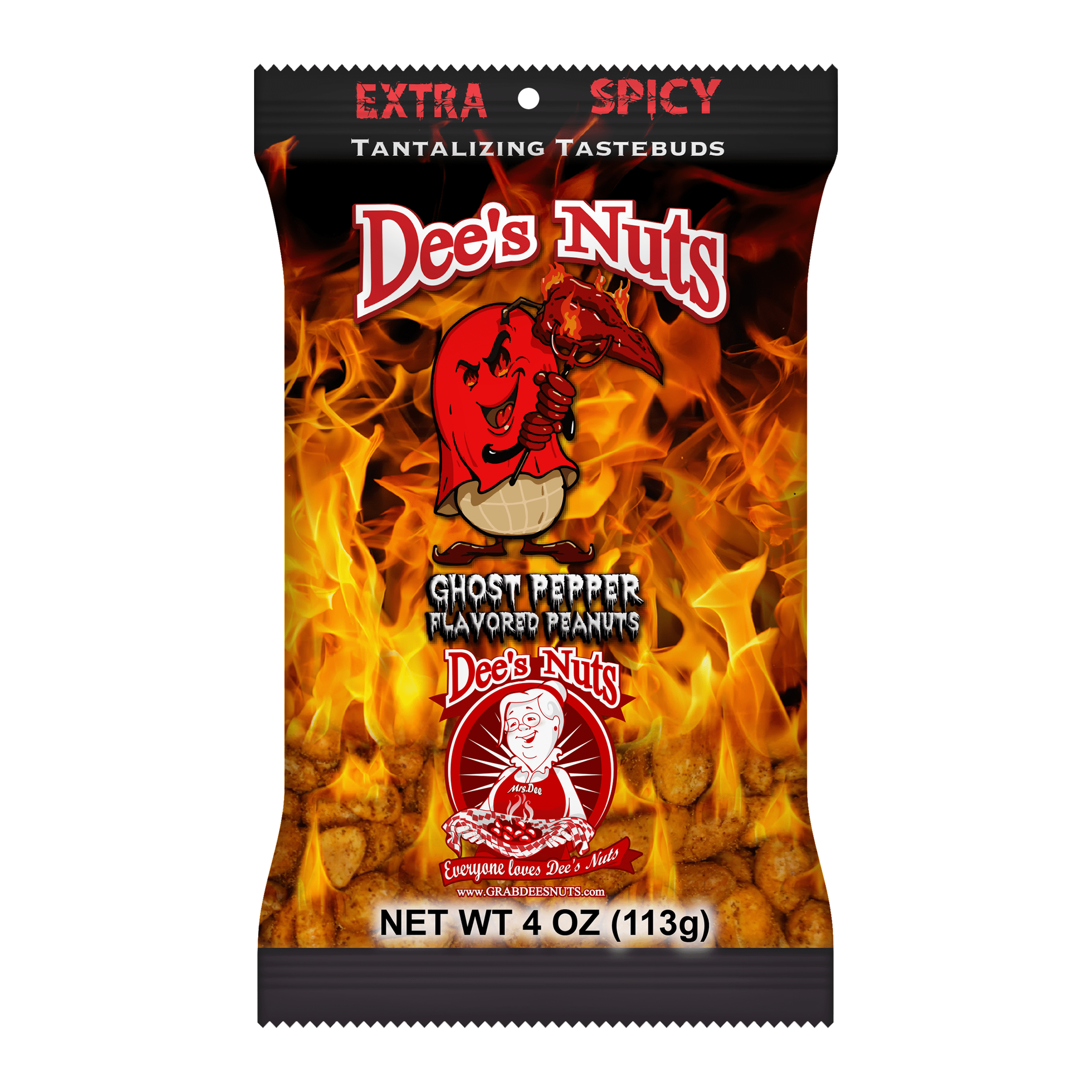 Dee's Nuts Peanuts, Ghost Pepper, 4 oz Bag