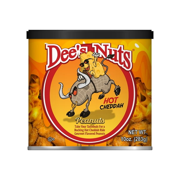 Dee's Nuts Peanuts, Hot Cheddar Flavor, 10 oz Canister