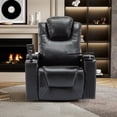 thumbnail image 1 of DeeHome 270 Degree Swivel PU Leather Power Recliner Individual Seat Home Theater Recliner with Surround Sound, Cup Holder, Removable Tray Table, Hidden Arm Storage for Living Room, Black, 1 of 9