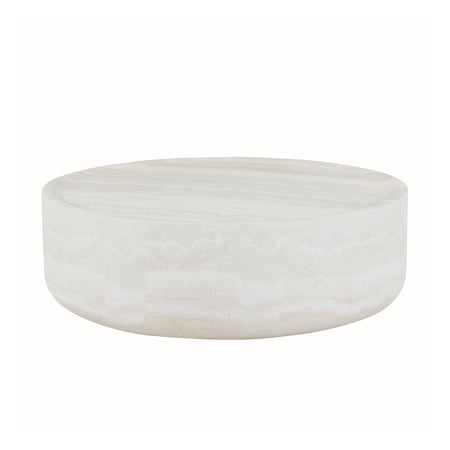 DeeHome 35.43'' Faux MARS Pattern Coffee Tables for Living Room Round Tea Faux Travertine Textured table for Living Room, No Need Assembly.
