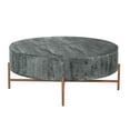 thumbnail image 1 of DeeHome 40 Inch Round Wooden Coffee Table with Cross Metal Base Support, Gray and Brown, 1 of 6