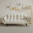 thumbnail image 1 of DeeHome 57 inch beige sofa soft two armrests throw pillow pillow comfortable fit apartment bedroom small space, 1 of 1