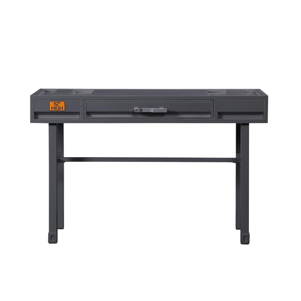 Gunmetal Industrial Metal Cargo Vanity Desk with Drawer