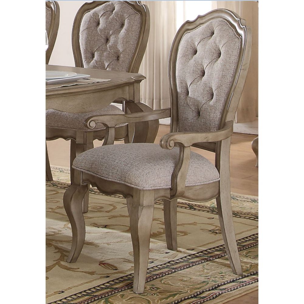 Chelmsford Gray and Brown Rubberwood Dining Chairs, Set of 2
