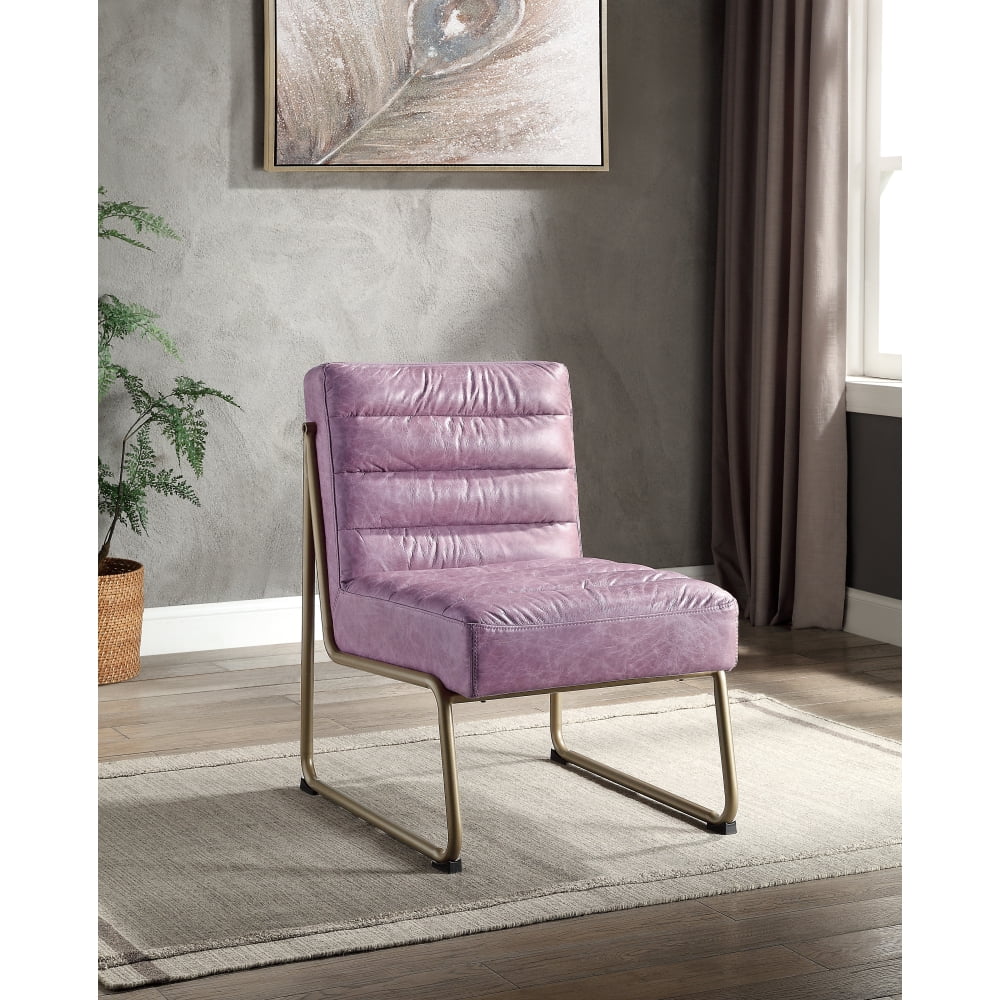 Wisteria Leather and Metal Accent Chair with Cushioned Seat