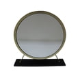 thumbnail image 1 of DeeHome Adao Vanity Mirror & Stool in Faux Fur, Mirror, Black & Brass Finish AC00931, 1 of 1