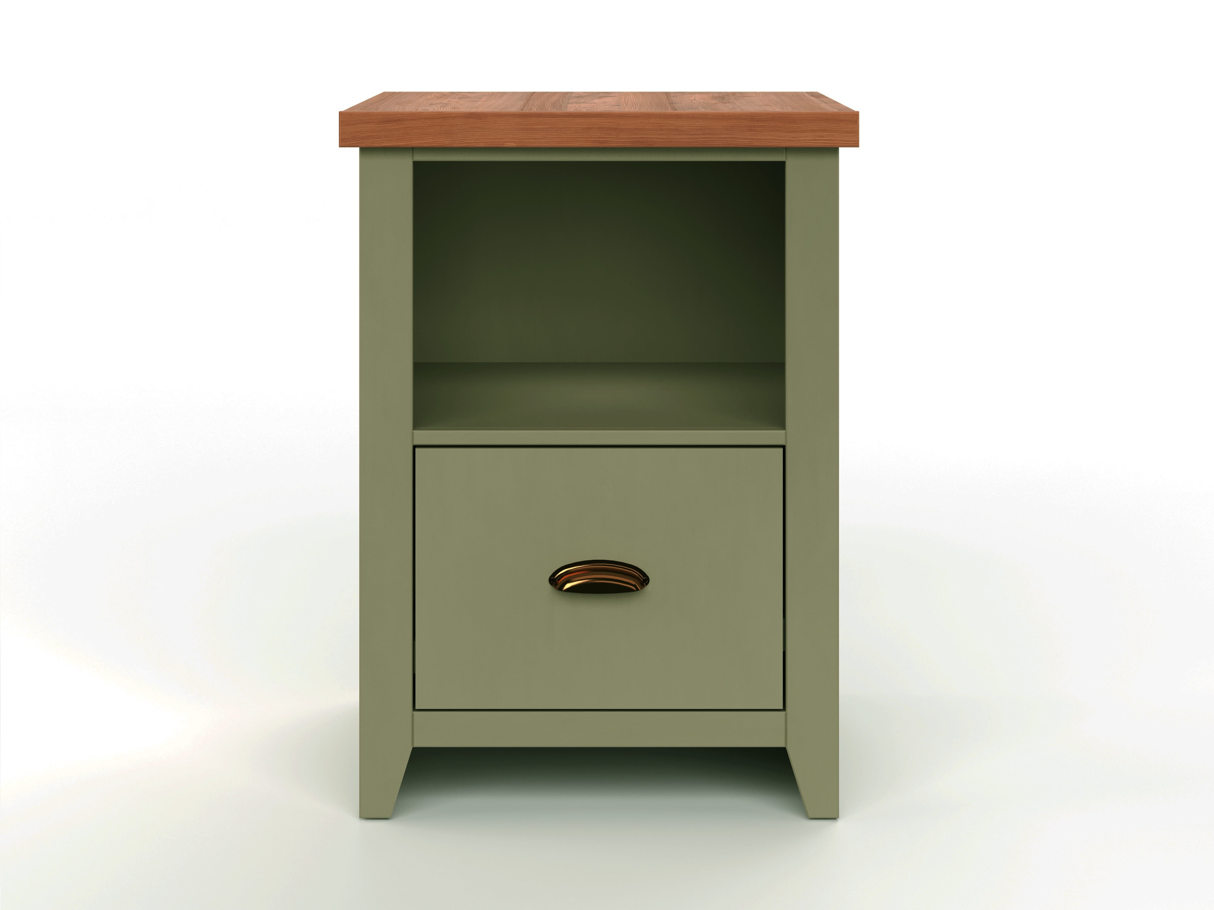 Sage Green and Fruitwood 22" Modern Farmhouse File Cabinet