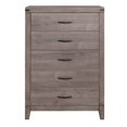 thumbnail image 1 of DeeHome Brownish Gray Finish 1pc Bedroom Chest of 5 Drawers Melamine Laminate Dark Metal Hardware Corner Rivets, 1 of 7
