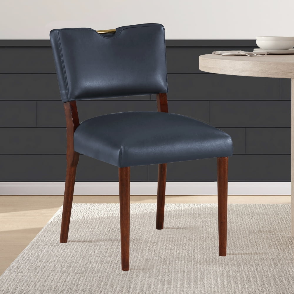 DeeHome Bryson Midnight Blue Faux Leather Dining Chair - Set of 2