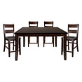 thumbnail image 1 of DeeHome Cherry Finish Dining Set 5pc Counter Height Table with Extension Leaf and 4x Wood Frame Counter Height Chairs Transitional Style Furniture, 1 of 9