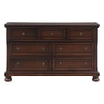 thumbnail image 1 of DeeHome Classic Transitional Dresser of 7 Drawers Brown Cherry Finish Birch Veneer Hidden Drawer Bun Feet Bedroom Traditional Furniture, 1 of 7