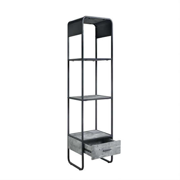 DeeHome Concrete Grey and Black 2-shelf Side Pier with 1 Drawer