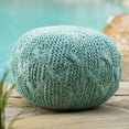 thumbnail image 1 of Aqua Knitted PET Yarn Round Pouf - 20 Inch Ottoman, Cozy Footrest for Living Room, Kids Room or Nursery, 1 of 8