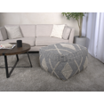 thumbnail image 1 of DeeHome Diamond Large Handcrafted Faux Yarn Pouf, Ivory and Grey, 1 of 6