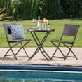 thumbnail image 1 of 3-Piece Folding Patio Bistro Set with Chairs, Brown Wicker Outdoor Dining Furniture for Patio, Garden, Balcony, 1 of 9