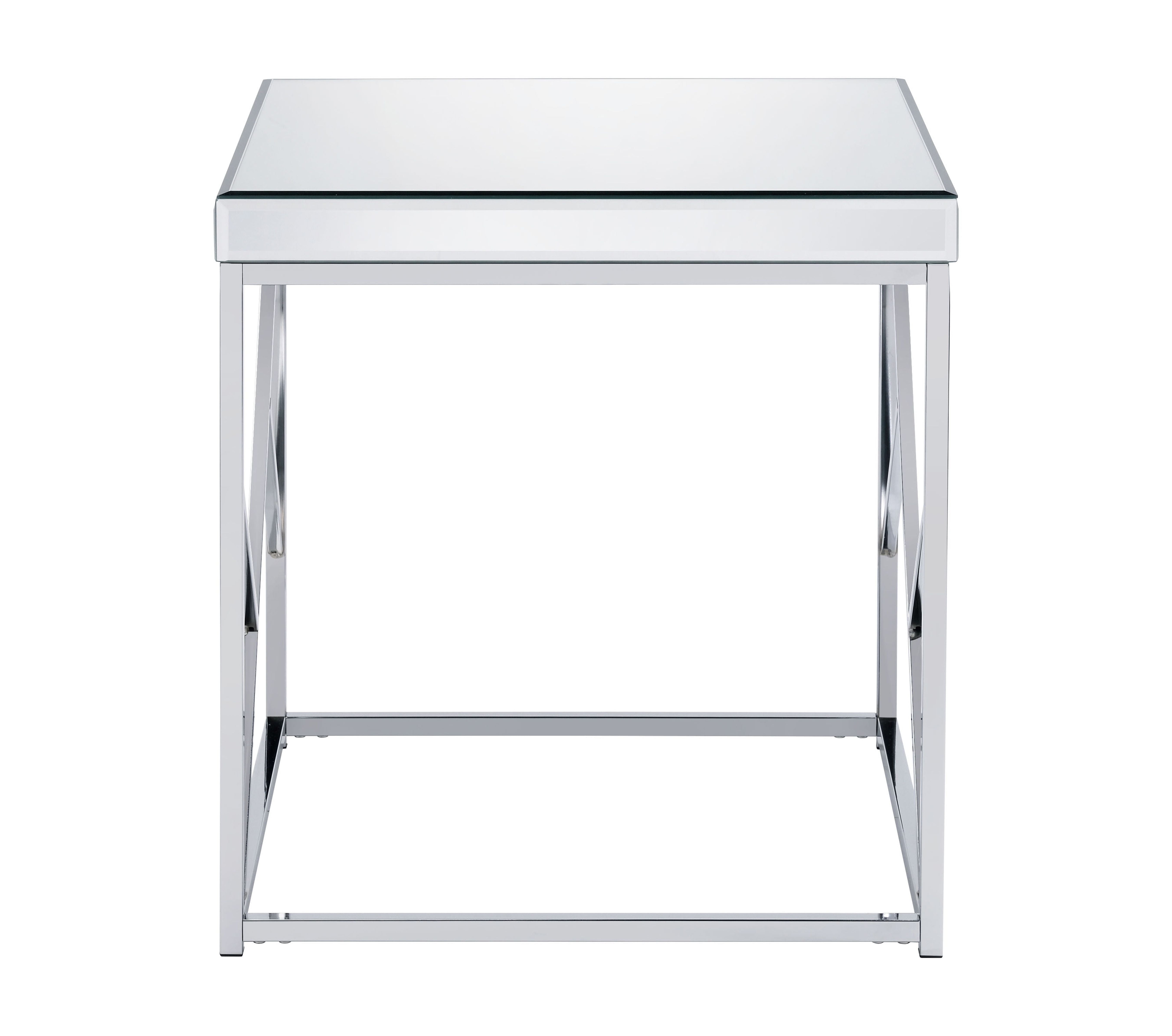 Evelyn 23" Chrome Mirrored Glass Square End Table
